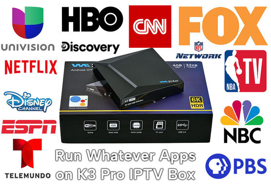 Schwarze Android IPTV Box K3 Pro OTT Streaming Box Lebenszeit IPTV Smart Box