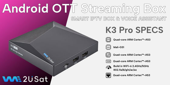 Android IPTV Box We2u K3 Pro Lifetime IPTV Box Schwarz